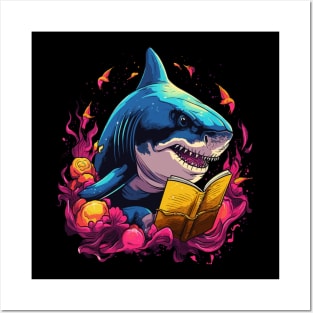 Shark Reads Book Posters and Art